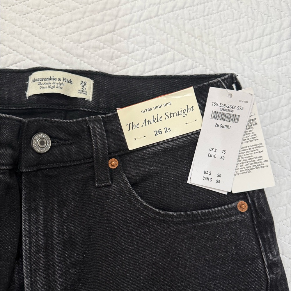 Abercrombie The Ankle Straight Curve Love Black Jeans Women Size 26/ 2S - Picture 9 of 9